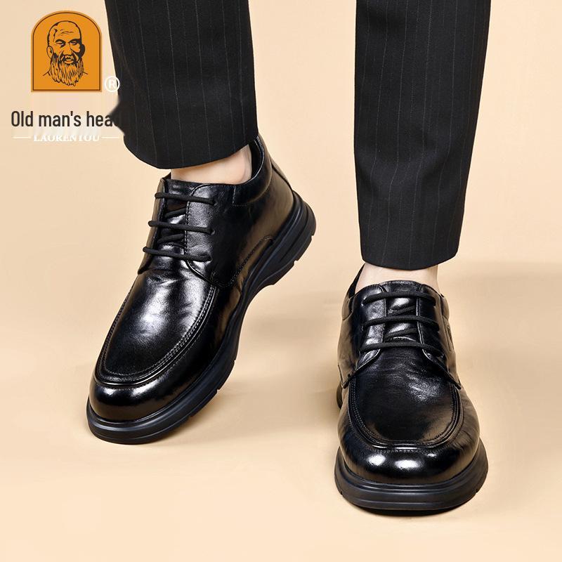 Genuine Leather Men's High-Top Winter Shoes - Warm Cowhide with Thick Velvet Lining