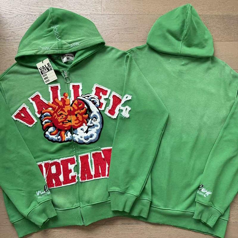 Streetwear Geometric Zip Hooded Sweatshirt Men Women Oversized Fleece Graphic Top