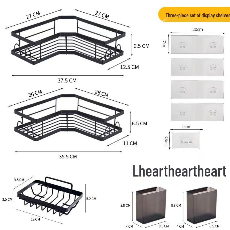 Утолщенная железная угловая полка для ванной - Туалетная стойка без сверления и мыльница