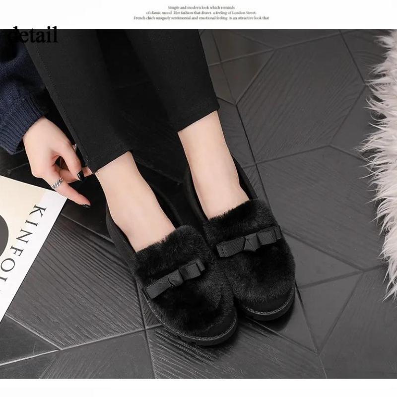 Женские уютные домашние тапочки с закрытым задником и пушистой плюшевой подкладкой для дома и улицы, зимние теплые мокасины с флисовой подкладкой для женщин