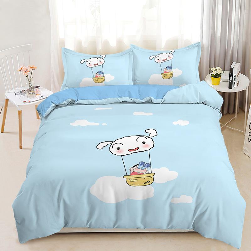 Японское аниме Crayon Shin-chan Стеганое одеяло Наволочка с 3D-принтом Шин-чан Постельный комплект Пододеяльник для детей и подростков