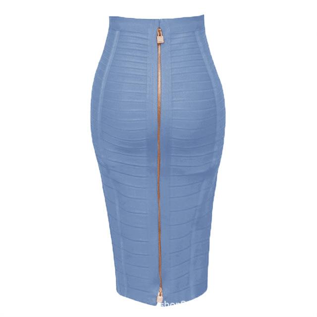 Сексуальная однотонная бандажная юбка на молнии, женские эластичные облегающие летние юбки-карандаш