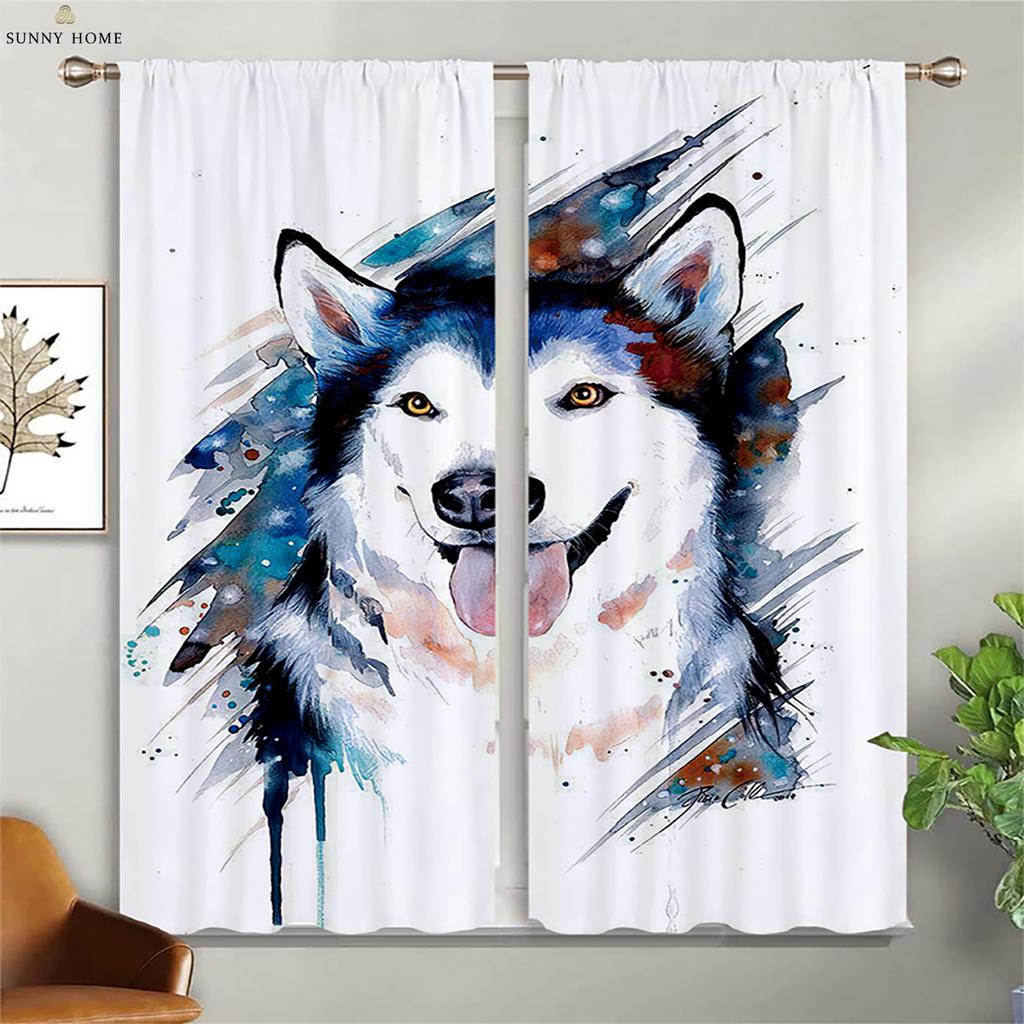 Плотные теплоизоляционные шторы Dream Starry Sky Wolf Print Curtains Детская комната Гостиная Уличные декоративные шторы