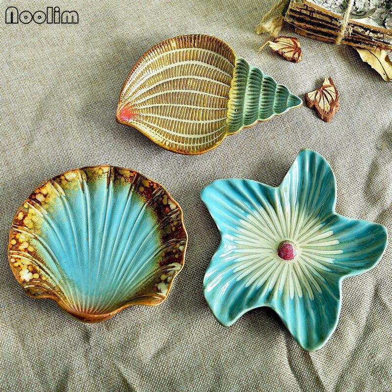 Средиземноморская модная керамическая тарелка с фруктами, маленькая тарелка, мыльница, морская звезда, морская ракушка, украшения из раковины