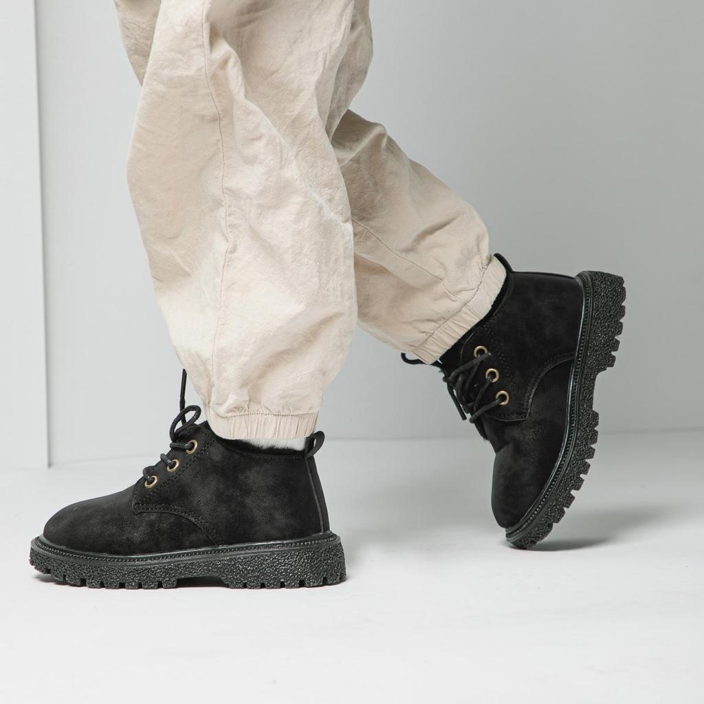 Модные ретро короткие ботинки осень-зима новые детские ботинки мальчики короткие ботинки универсальные кожаные ботинки в британском стиле