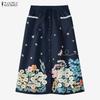Women Loose Elastic Waist Casual Floral Print Skirts