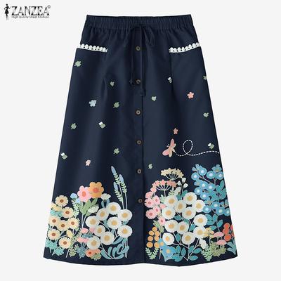 Женские свободные юбки с эластичной талией и повседневным цветочным принтом