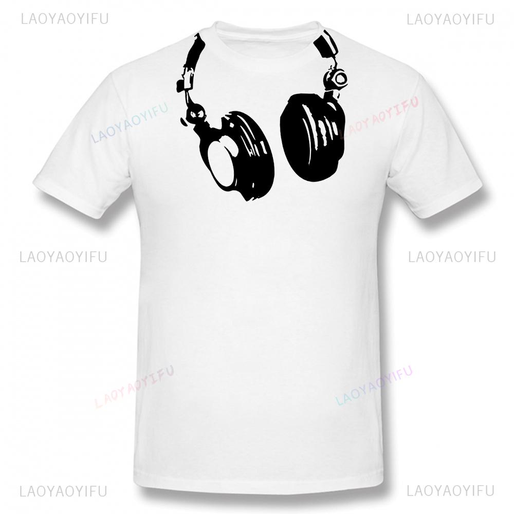 Dj Headphones T Shirts Graphic Streetwear Short Sleeve Oneck Harajuku Music Techno Tshirt Funny Unisexs Clothing For Ladies