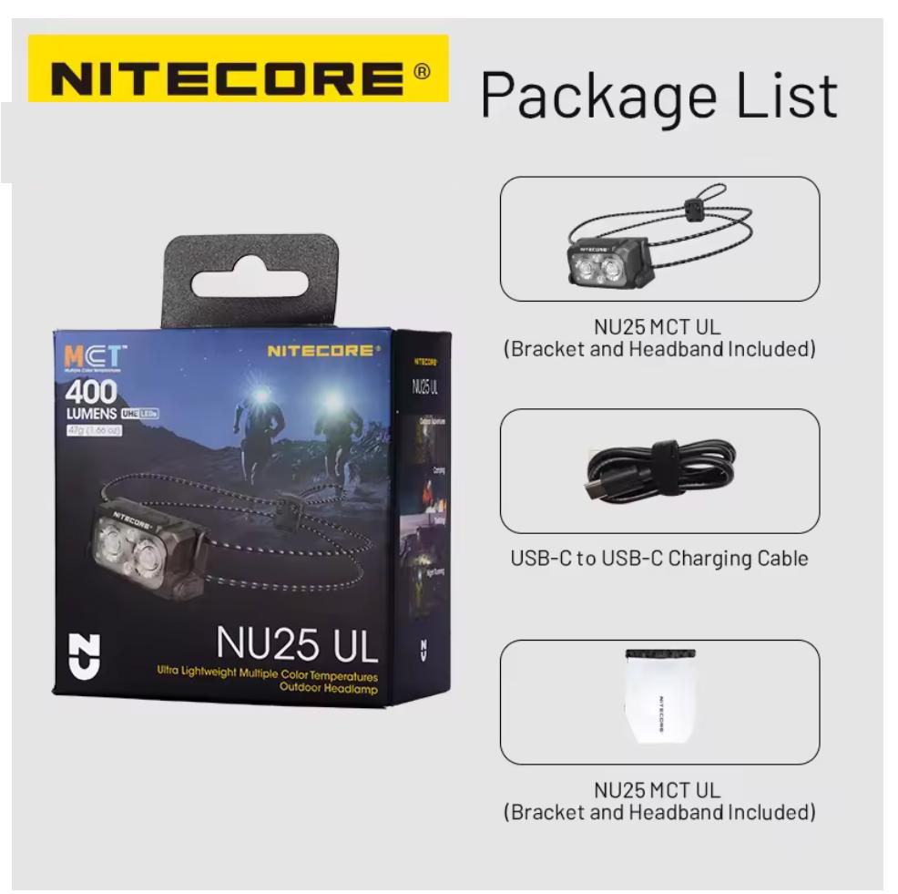NITECORE NU25 MTC U 400Lumens Beam color White Light, Red Light Built-in 650mAh