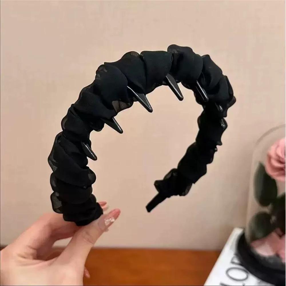 Lace Mesh Hair Hoop Solid Color Headband Trend Hairband  Women