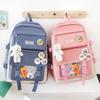 Large-capacity Elementary School Junior High School Students Backpack  Five-piece Cute Suit and Bunny Radish Doll Pendant Backpack Multi-compartment