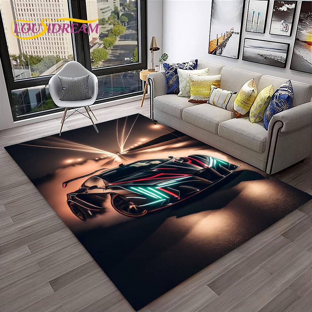 Racing Car Shaped Kids Play Rug Non Slip Floor Mat For Living Room Bedroom Sofa Decor Area Carpet