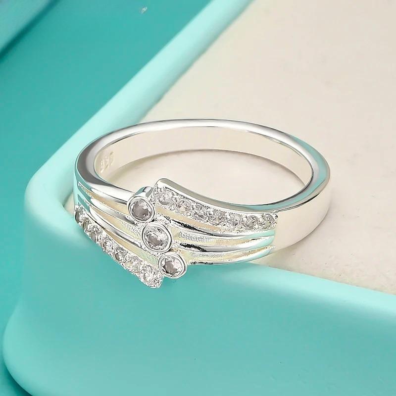 925 Sterling Silver Tentacle Round Zircon 7-10# Ring for Women Wedding Engagement Party Fashion Charm Jewelry
