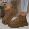 Plus-size Shoes with Fleece Round Toe Boots, Women's Thick-soled Elastic Band Fleece Cotton Shoes