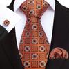 Floral Striped Paisley Literary Style Men'S Tie Pocket Towel Cuffs Three Pieces