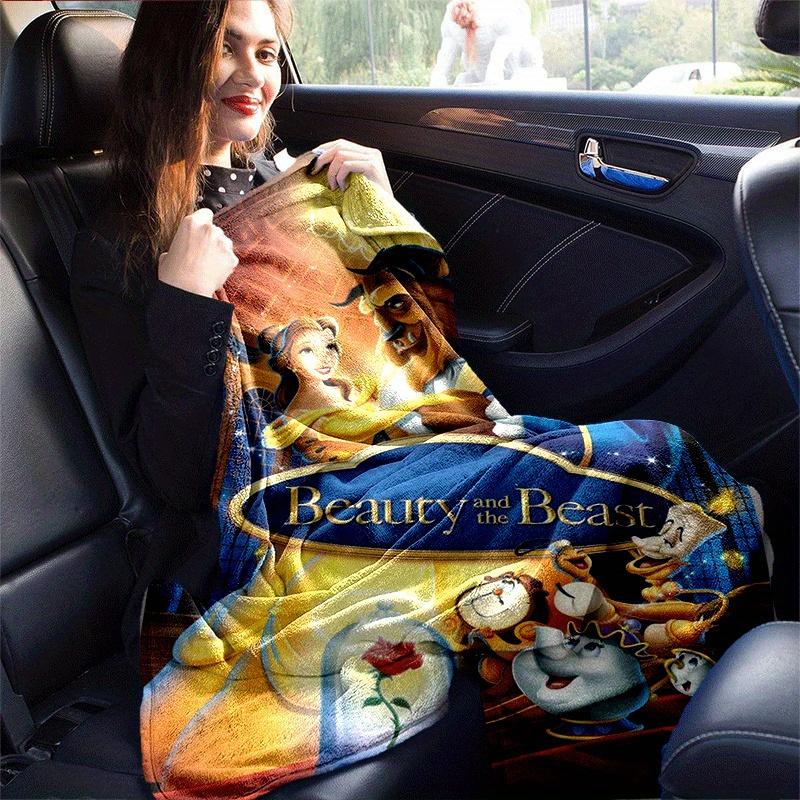 1pc Beauty and The Beast Printing Blanket Soft, All-Season Throw for Living Room, Bedroom,Personalized Gift with Adorable Cartoon Design