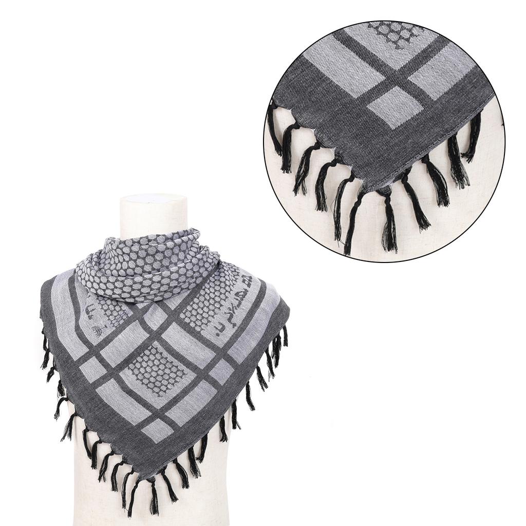 Arab Scarf Jacquard Pattern Adult Tactically Shemagh Scarf Middle Eastern Style Keffiyeh Anti Uv Dustproof Arab Scarf