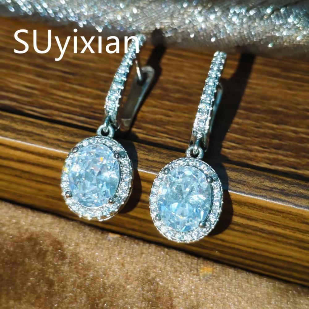 925 Sterling Silver Fashion Light Luxury Egg-Shaped Zircon Earrings Birthday Party Anniversary Gift Ladies Jewelry