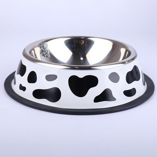 Миска для собаки с принтом, цельная нескользящая поверхность, гладкая, легко чистящаяся, домашний аксессуар из нержавеющей стали