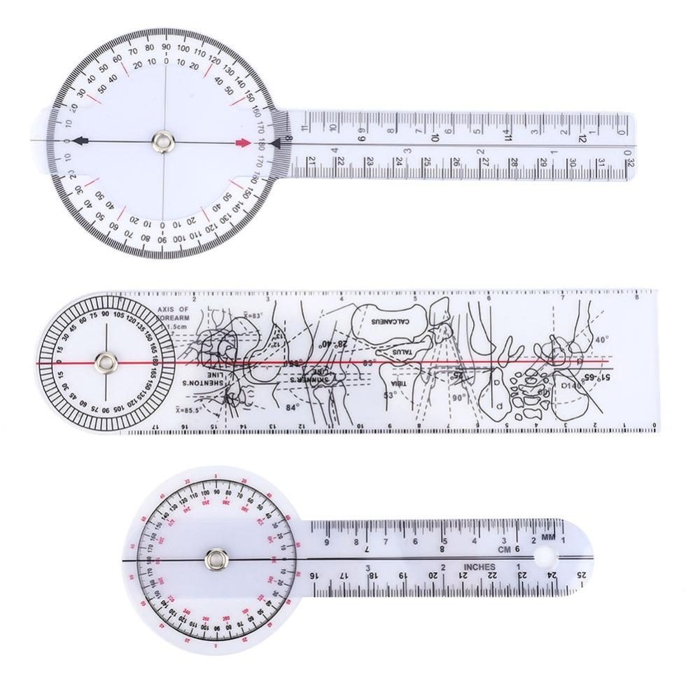 3pcs White Healthcare Goniometer 8inch 3-Piece Goniometer Kit Goniometer Set Physical Recuperation
