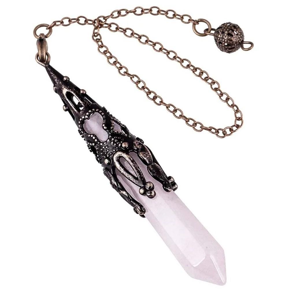 Crystal Quartz Crystal Pendulum Energy Gem Stone Pendant Retro Reiki Pendulum  Divination
