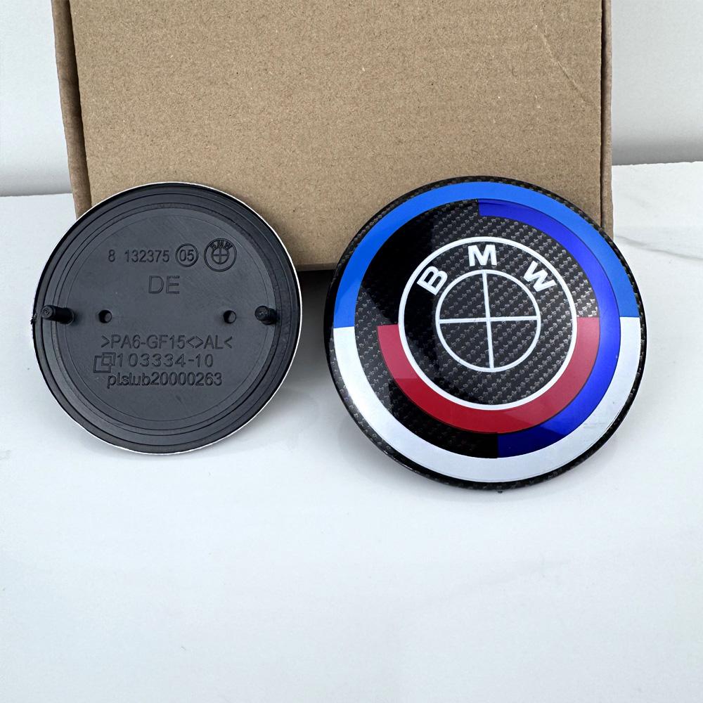 For BMW Se E87 Carbon All Black Car Front Hood Emblem Logo Rear Trunk Badge For BMW For front 82mm Rear 74mm
