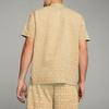 Puma X Dapper Dan Collaboration SS23 Однотонная рубашка с принтом по всей поверхности, заостренным воротником, пуговицами, коротким рукавом, мужские рубашки имбирно-желтого цвета 539805-89