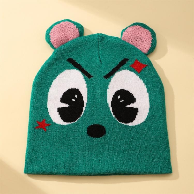 Women Knit Beanie Warm Ear Protector Hat Teens Jacquard Hat with Small Ear