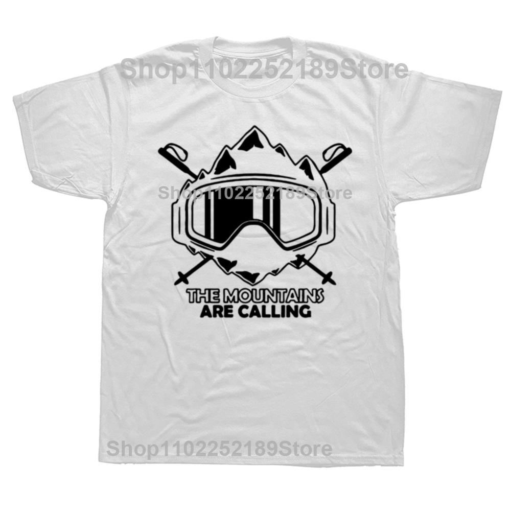 Funny The Mountains Are Calling Tshirts Men Women Fashion Casual Oversized Ski Snowboard Skiing Cotton Loose Oversized T Shirt