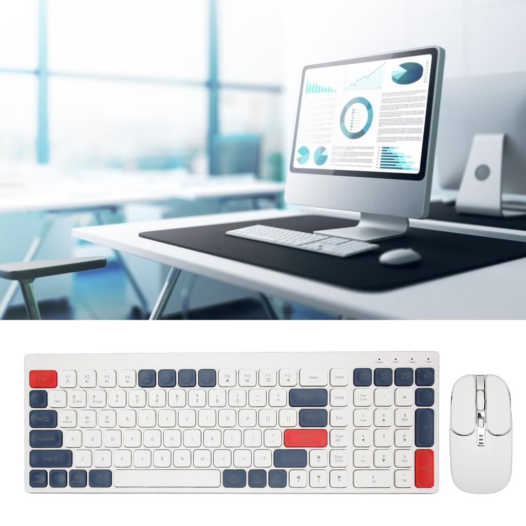 Keyboard Mouse Combo 2.4G Wireless Round Keycaps Ergonomic Type C   Keyboard and Mouse for Phone Tablet  