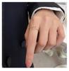 Серебряное кольцо S925 с двойной буквой Т, открытое, для женщин - Корейский стиль, Минималистичное, Ощущение роскоши, Нишевый дизайн.