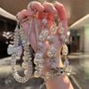 Luxury Pearl Crystal Bead Key Chains Charm Rhinestone Lanyard for Iphone Samsung Universal Accessories Jewelry Anti-Lost Pendant
