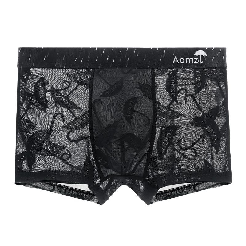 Новые мужские сексуальные трусы-боксеры из ледяного шелка в сетку, дышащие шорты-боксеры, модное нижнее белье