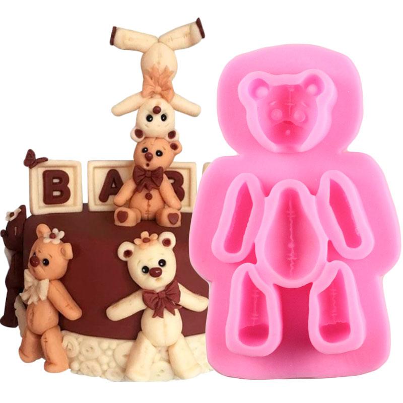 Силиконовая форма для медведя, детские инструменты для украшения торта с помадкой на день рождения, DIY кекс, топпер, конфеты, формы из полимерной глины, форма для шоколадной мастики