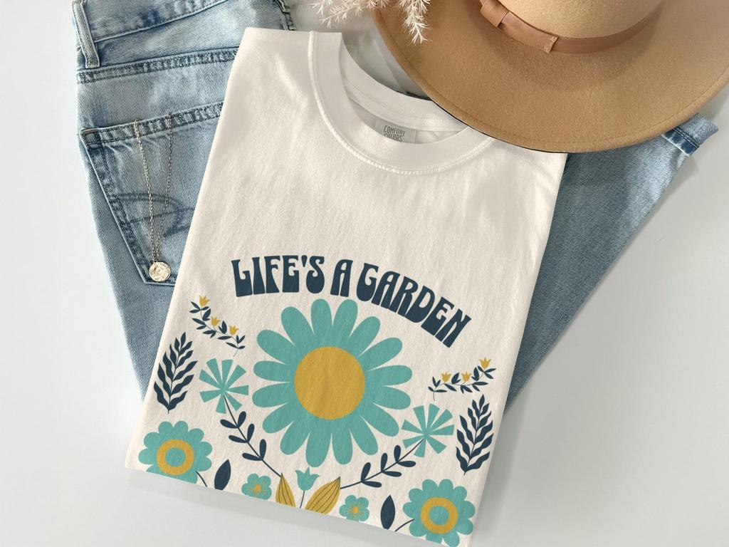 Life's A Garden Retro Floral T-Shirt | Cottagecore Plant Lover Tee