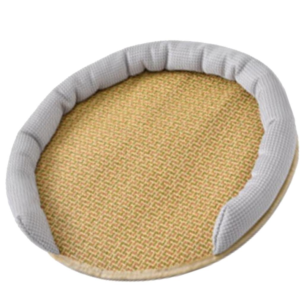 Pet Cooling Mat Summer Waterproof Breathable Soft Comfortable Hand Woven Cat Cool Rattan Pad for Indoor M Grey