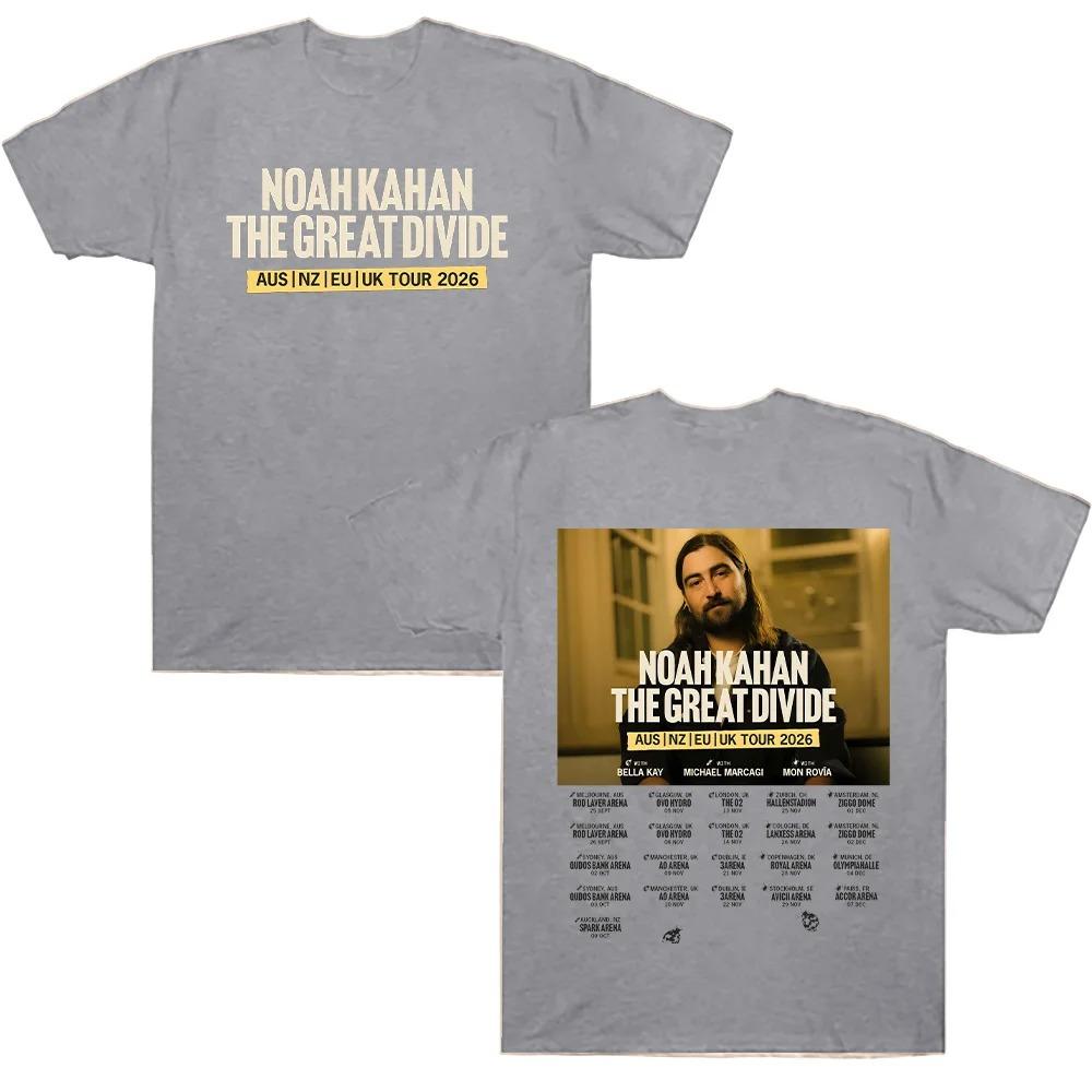 Летние футболки с коротким рукавом Noah Kahan The Great Divide TOUR 2026 Футболки Женские Унисекс Хлопок Повседневные Футболки Футболка с круглым вырезом