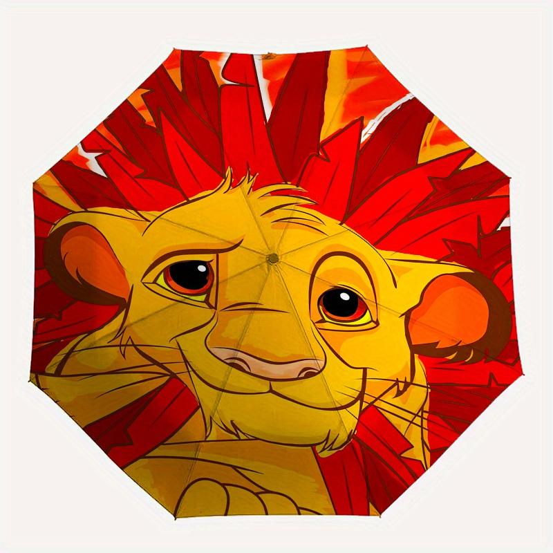 Lion King Simba Automatic Umbrella - Tri-fold Portable Umbrella, Best Holiday Gift for Men and Women, Durable Iron Frame, Playful Design, St