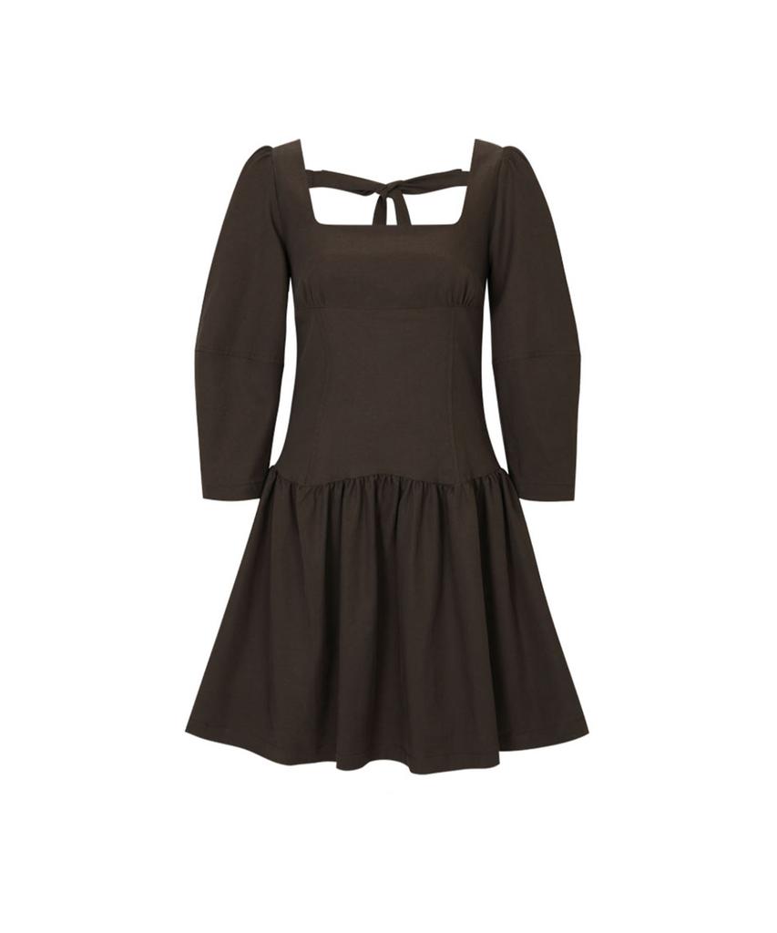 Lulu Seoul Ribbon Tie Classic Dress (Brown)