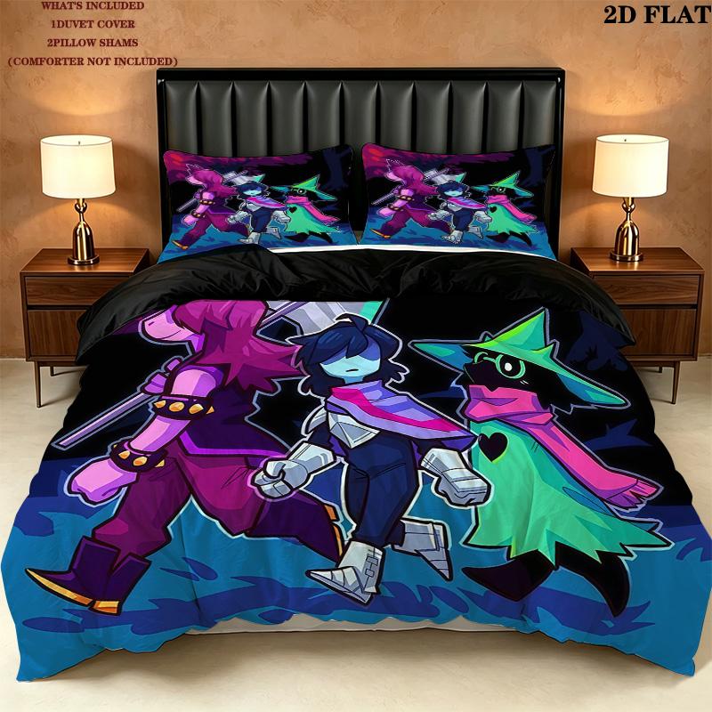 Deltarune Pattern Bedding Quilt Set Home Decoration Gift (1 * duvet cover + 2 * pillowcase without core)