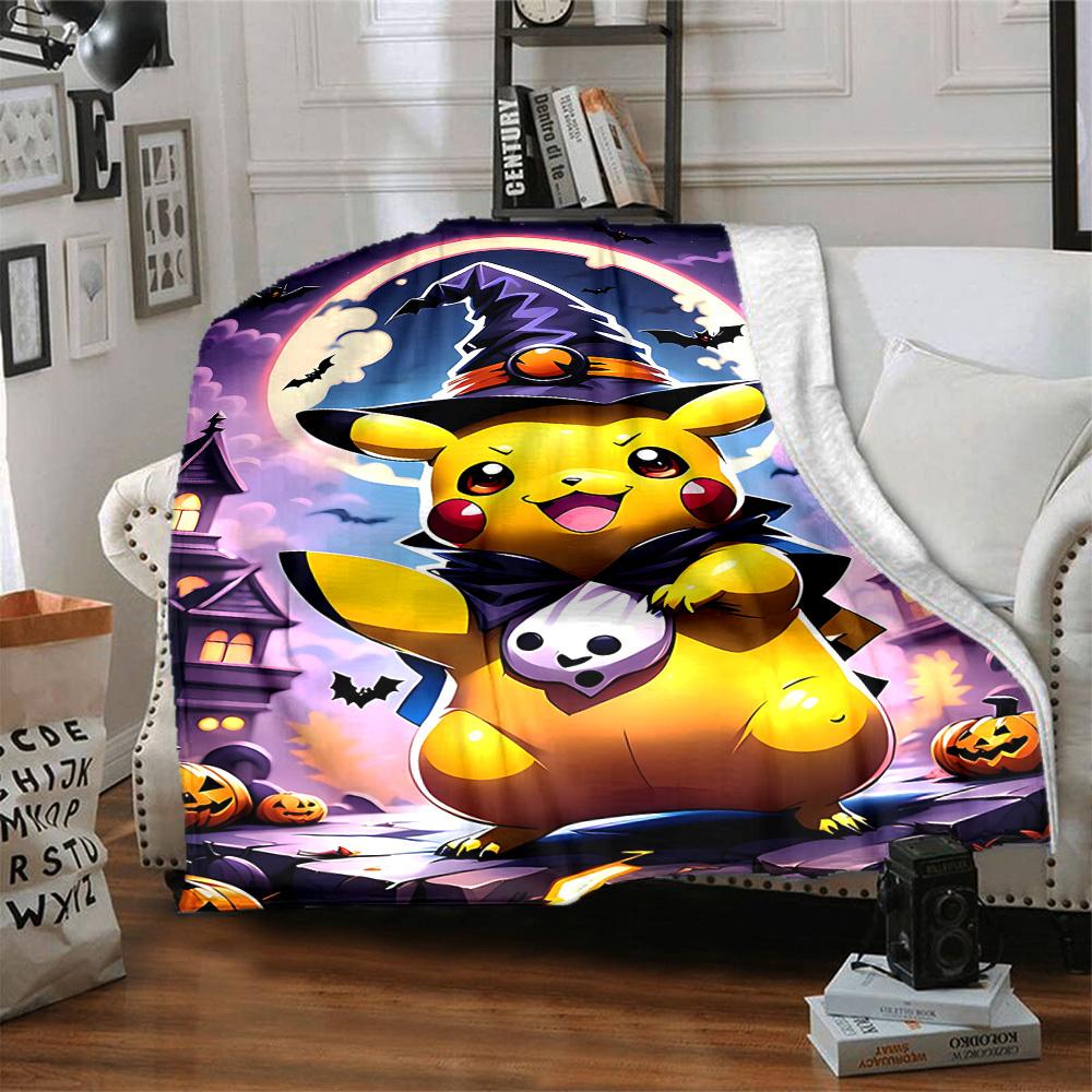 1pc Halloween Pikachu Blanket Soft All Season Throw with Vibrant Design, Perfect for Home, Travel, and Gifts, Ideal for Naps and Camping