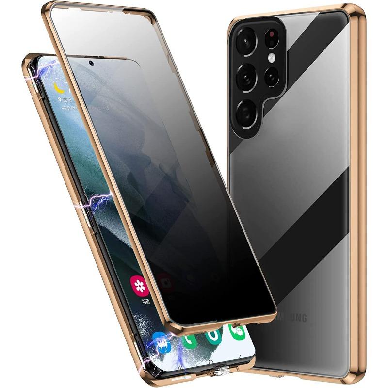 Подходит для Samsung S25ultra Чехол для мобильного телефона с защитой от подглядывания Magneto 24 23 22 Двустороннее стекло Металлический магнитный чехол
