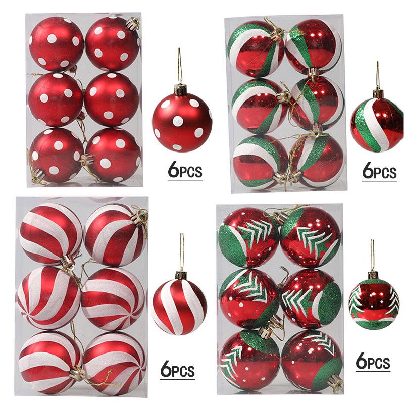 6pcs Christmas Balls 6cm Xmas Party Hanging Ball Bright Ball Christmas Tree Ornaments New Year Gift Christmas Decoration