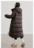Falling shoulder double zipper stand up collar hooded cloud down jacket