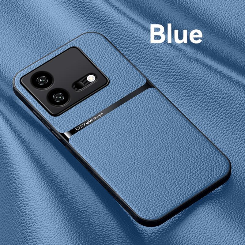 Чехол для VIVO iQOO 8 Pro с металлической пластиной, чехол для телефона для iQOO Neo 8 Pro Neo8, магнитный автомобильный держатель, кожаная противоударная задняя крышка