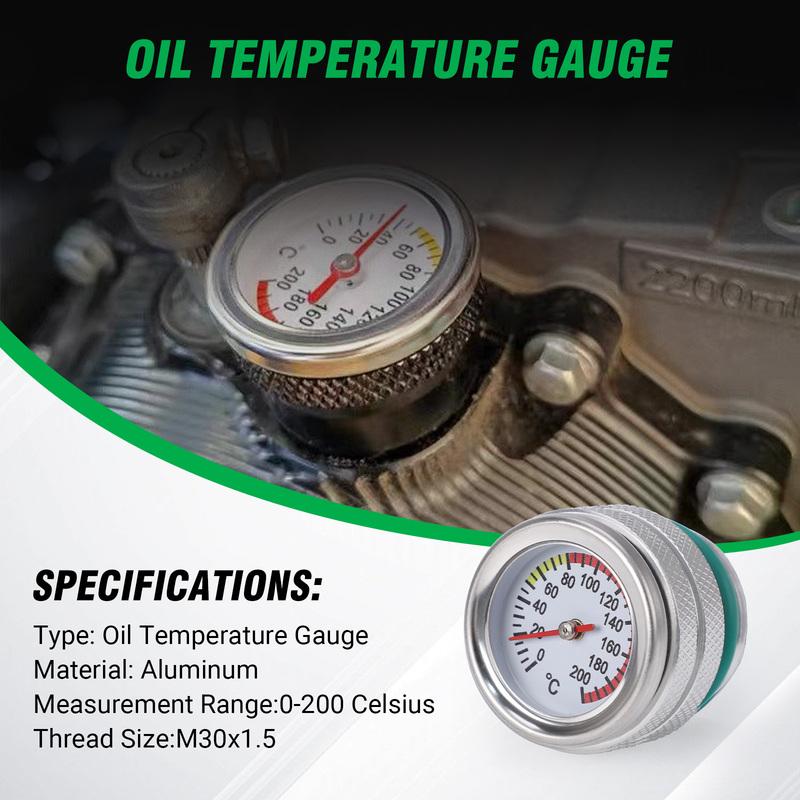 M30X1.5 Motorcycle Fuel Tank Cap With Oil Temperature Gauge Engine Valve Cover Oil Filler Cap For Kawasaki 650 KLR 87-98