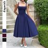 Elegant and Refined Halter Dress, Pure Color Halter Women's Wear for Summer 2025