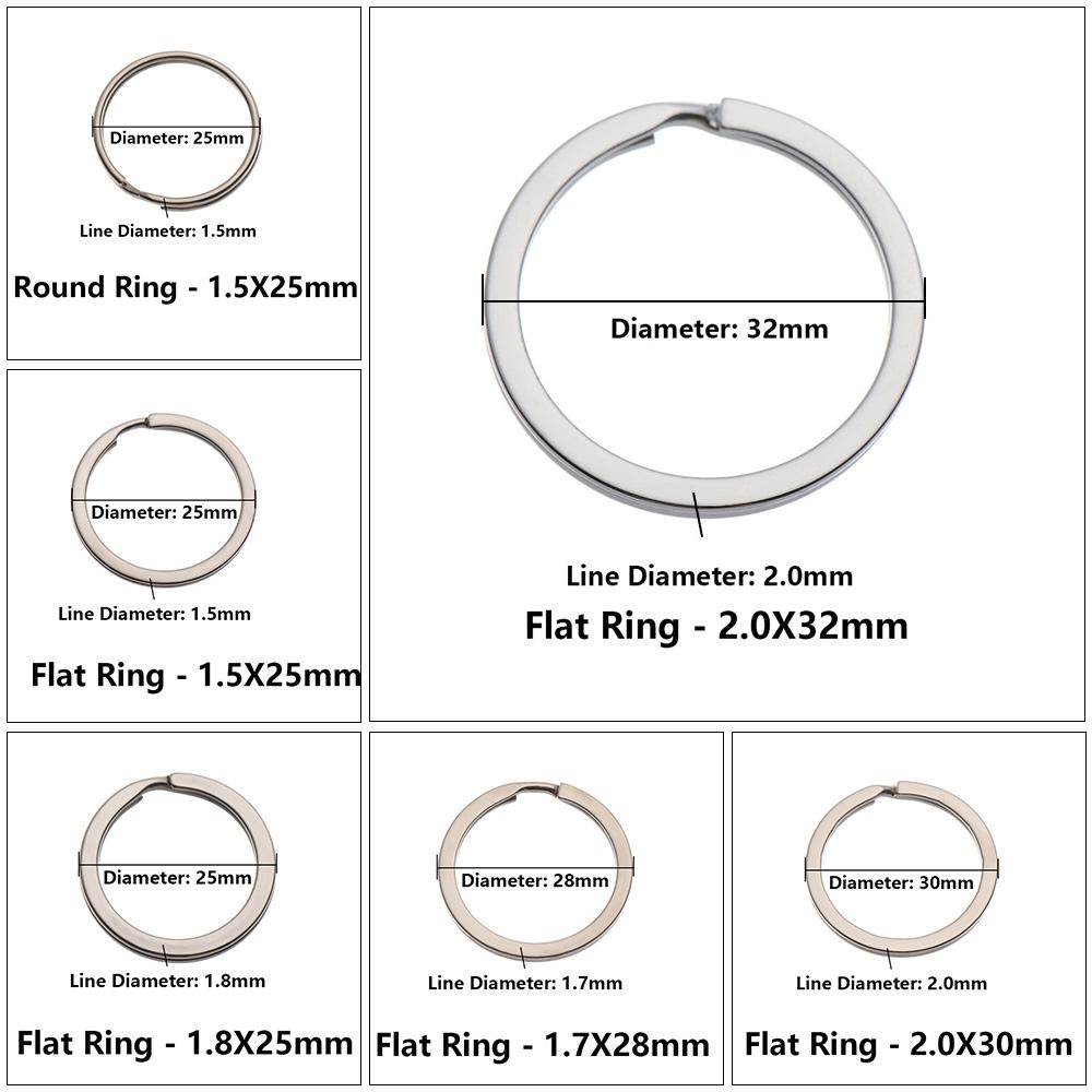 10Pcs/Pack 25/28/30/32mm Connectors Clasps Keychain Split Key Ring Chain Loop Stainless Steel