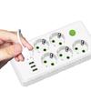 Розетка европейского стандарта 2/4/6 розеток, удлинитель с несколькими ответвлениями, электрическая розетка, удлинитель 2 м с 3 портами USB, максимальная мощность 2500 Вт, 1 выключатель