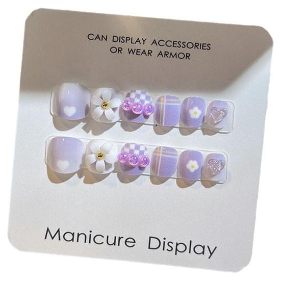 12 шт., детские мультяшные наклейки для дизайна ногтей, милые цветочные облака, сердечные узоры, стразы, наклейки для ногтей, самоклеящиеся накладные ногти, художественное украшение «сделай сам»